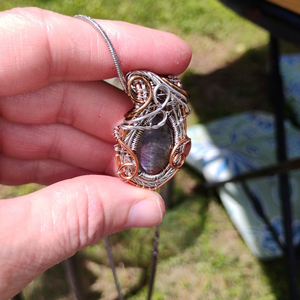 Labradorite Wire Wrapped Necklace